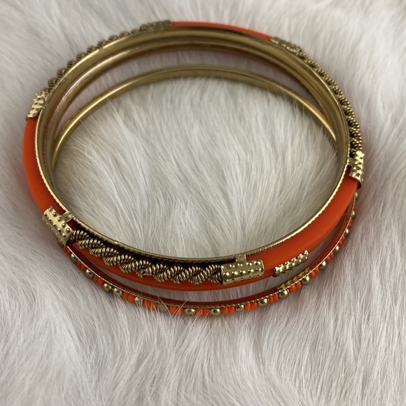 Orange & Gold Bangles Set of 3 High Quality Costume Jewelry - Picture 10 of 10